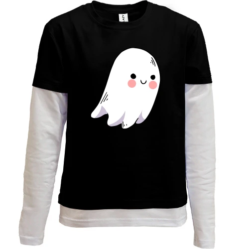 Комбинированный детский лонгслив, черный, Baby Ghost Привидение