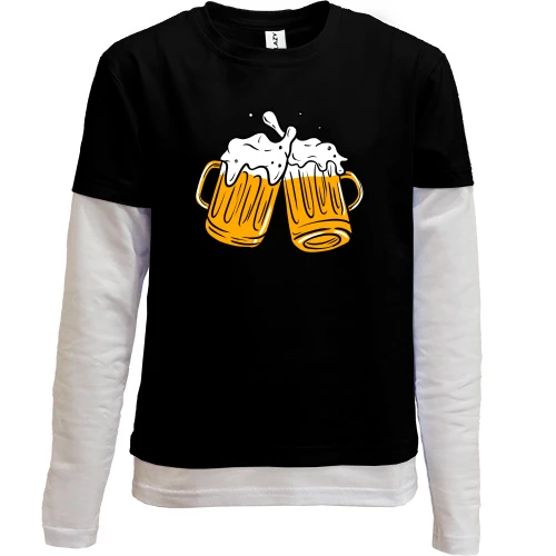 Комбінований дитячий лонгслів, чорний, Beer Пиво