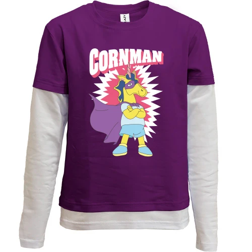 Комбинированный детский лонгслив, черный, CornMan