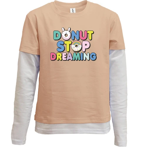 Комбинированный детский лонгслив, Синий, Donut stop dreaming