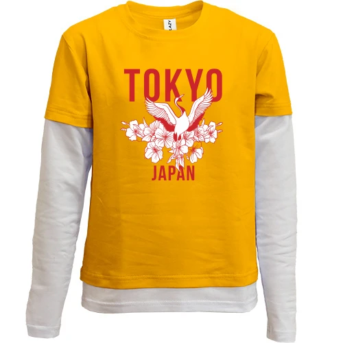 Комбинированный детский лонгслив, желтый, Tokyo Japan