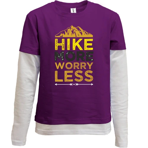 Комбинированный детский лонгслив, фиолетовый, Hike more worry less