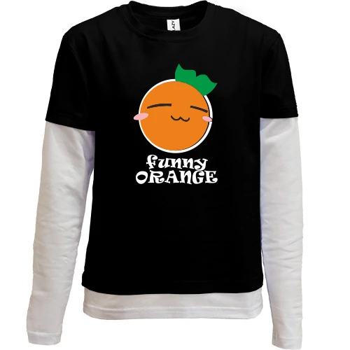 Комбинированный детский лонгслив, Черный, Funny Orange