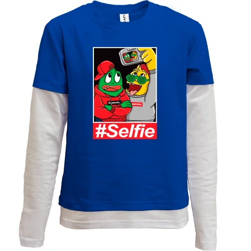 Комбинированный детский лонгслив #Selfie