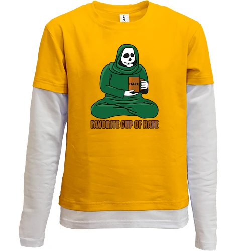 Комбінований дитячий лонгслів, Жовтий, Favorite cup of hate