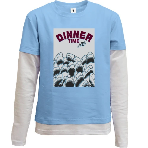 Комбинированный детский лонгслив, синий, Dinner time