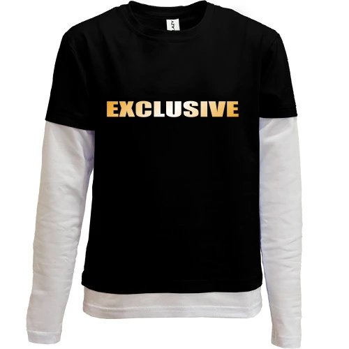 Комбинированный детский лонгслив, черный, Exclusive