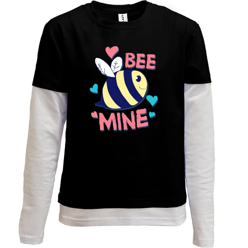Комбинированный детский лонгслив, Черный, Bee mine