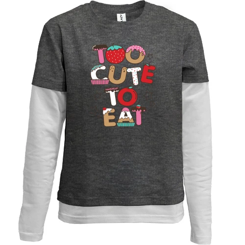 Комбинированный детский лонгслив, Серый, Too cute to eat