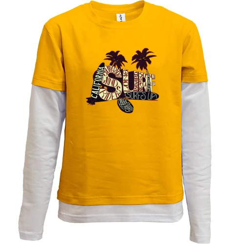 Комбинированный детский лонгслив, желтый, Califarnia Surf