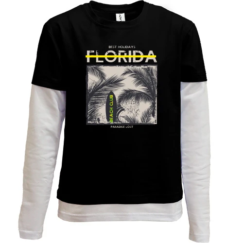Комбинированный детский лонгслив, черный, Florida