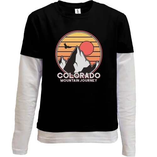 Комбинированный детский лонгслив, черный, Colorado Mountain Journey
