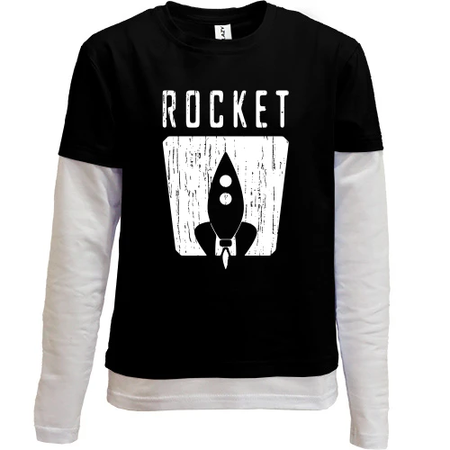 Комбинированный детский лонгслив, черный, Rocket