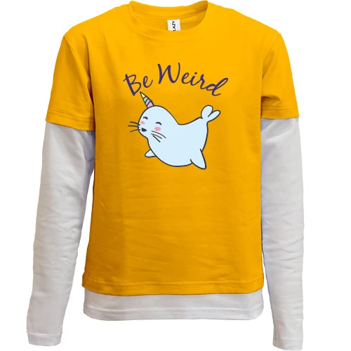 Комбинированный детский лонгслив, желтый, Be weird
