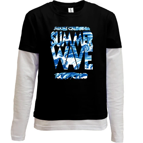 Комбинированный детский лонгслив, черный, Summer Wave