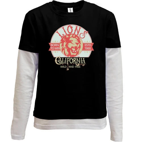 Комбінований дитячий лонгслів, Чорний, Lions California