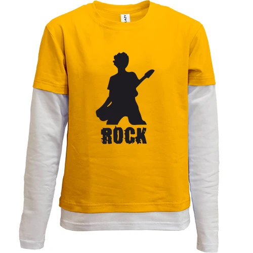 Комбинированный детский лонгслив, желтый, Rock (5)