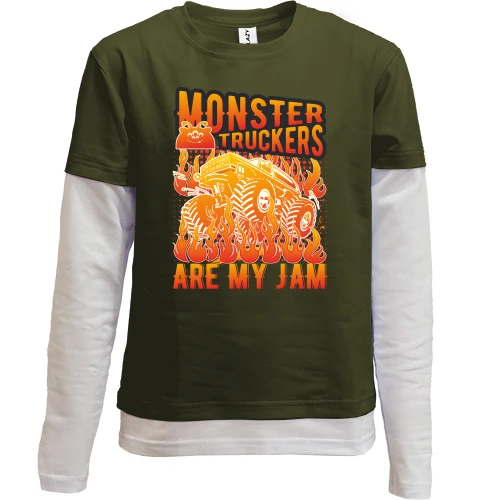 Комбінований дитячий лонгслів Monster Truckers