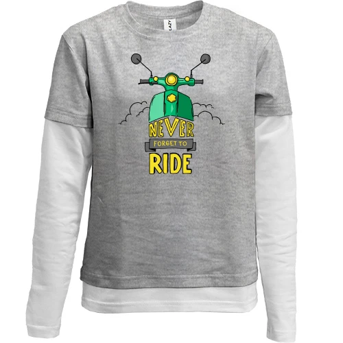 Комбинированный детский лонгслив Never forget to ride