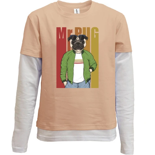 Комбинированный детский лонгслив, желтый, Mr Pug