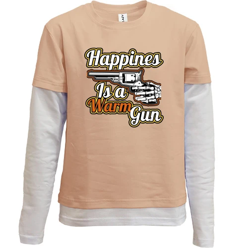 Комбинированный детский лонгслив Happiness is a warm gun
