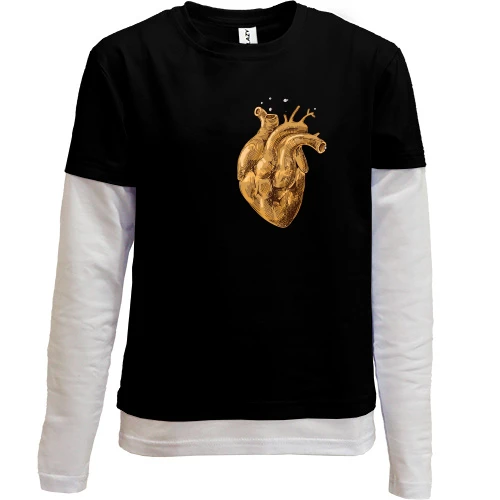 Комбинированный детский лонгслив, Черный, Golden Heart