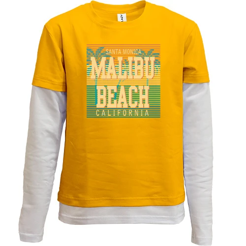 Комбинированный детский лонгслив, желтый, Malibu Beach