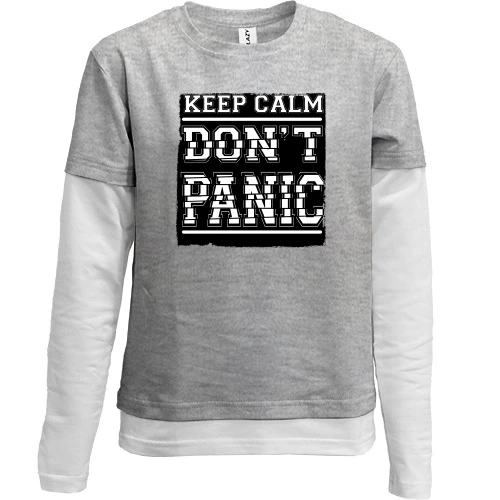 Комбінований дитячий лонгслів, Сірий, Keep Calm Don't Panic