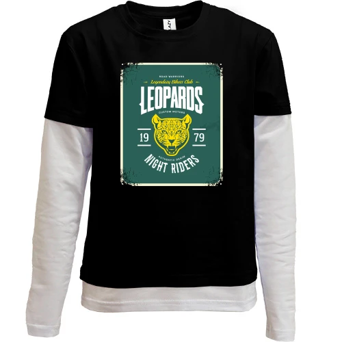 Комбинированный детский лонгслив, Черный, Leopards 1979