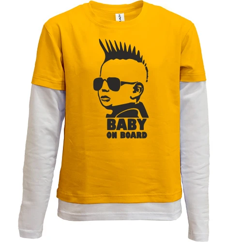 Комбинированный детский лонгслив Baby on board