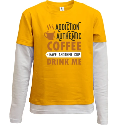 Комбинированный детский лонгслив, желтый, Authentic coffee