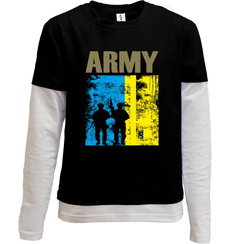 Комбинированный детский лонгслив, черный, UA ARMY