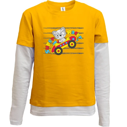 Комбинированный детский лонгслив, желтый, Super Racer