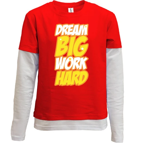Комбинированный детский лонгслив Dream big - work hard