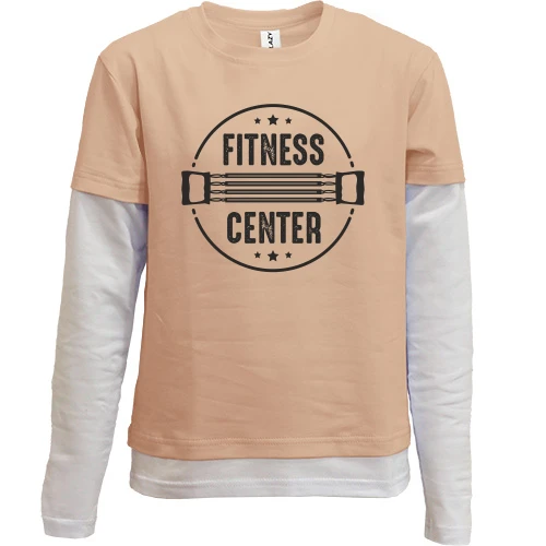 Комбінований дитячий лонгслів, жовтий, з написом "FITNESS CENTER"