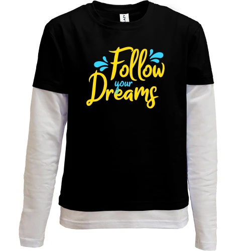 Комбинированный детский лонгслив Follow your dreaming