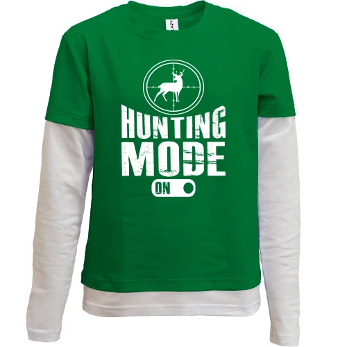 Комбинированный детский лонгслив, Зеленый, Hunting mode on