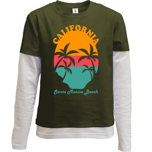 Комбінований дитячий лонгслів з написом "California Santa Maria Beach"