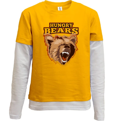Комбинированный детский лонгслив, желтый, Hungry Bears