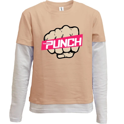 Комбинированный детский лонгслив, Бежевый, The band Punch