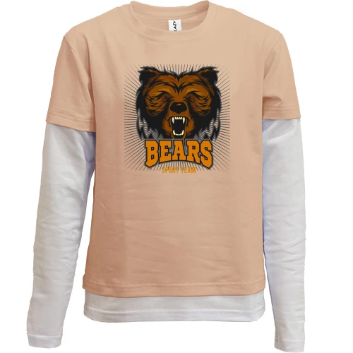 Комбинированный детский лонгслив, бежевый, Bears Sport Team