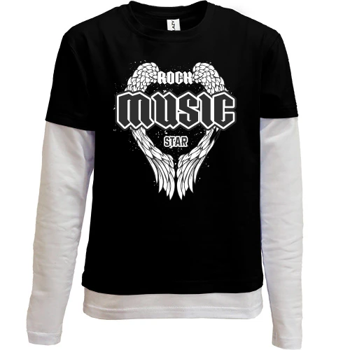 Комбинированный детский лонгслив Rock music star