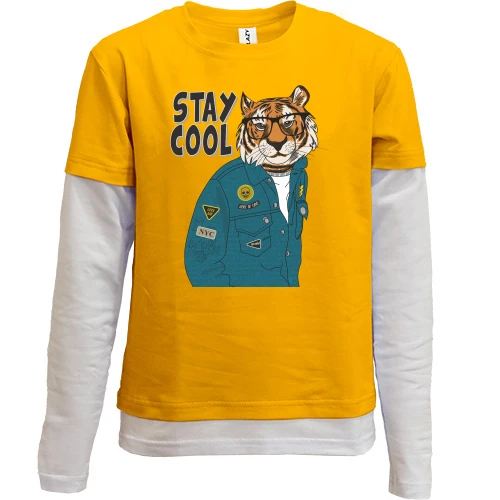 Комбинированный детский лонгслив, желтый, Stay cool tiger