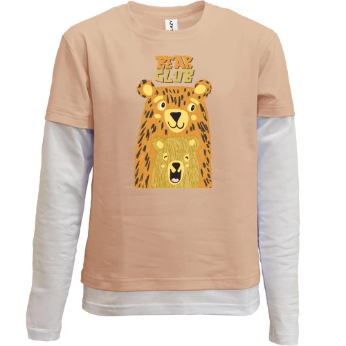 Комбинированный детский лонгслив, Бежевый, Bear Club