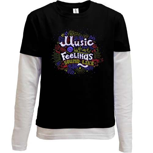 Комбінований дитячий лонгслів Music is what Feelings sound like