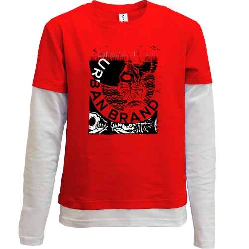 Комбинированный детский лонгслив, Красный, Black and White Urban Brand