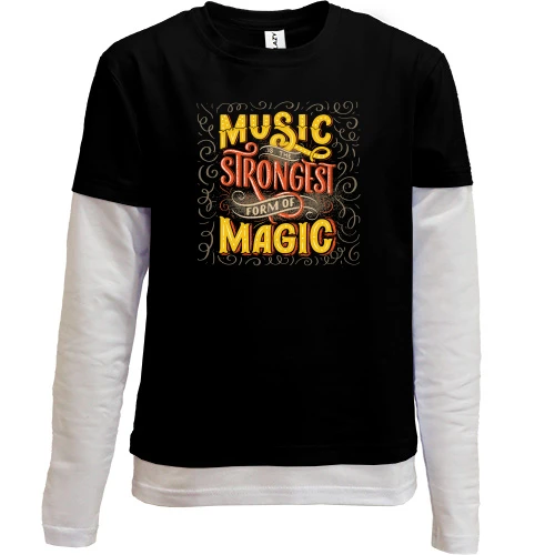 Комбинированный детский лонгслив Music is the Strongest from of Magic