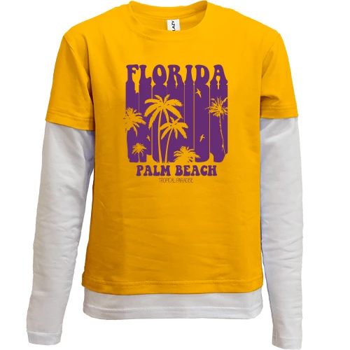Комбинированный детский лонгслив, желтый, Florida Palm Beach