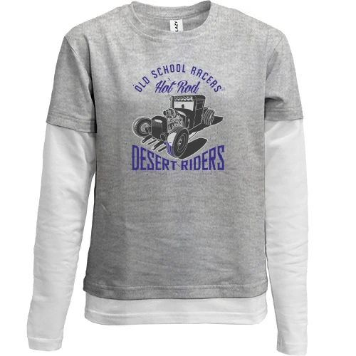 Комбинированный детский лонгслив, серый, Desert Riders Hot Rod