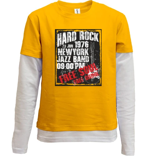 Комбинированный детский лонгслив, желтый, Hard Rock 1976 New York